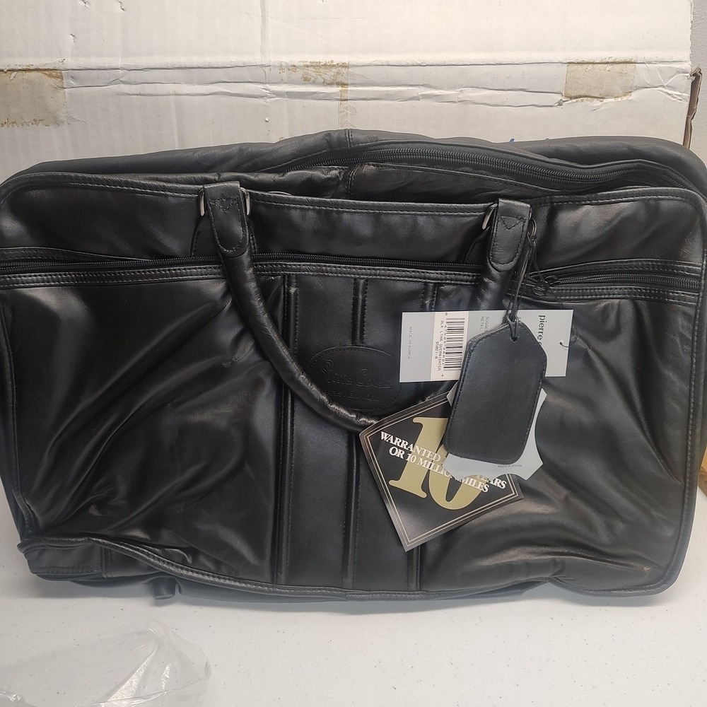 Pierre Cardin Henry Rosenfield Genuine Black Leather Luggage NWT